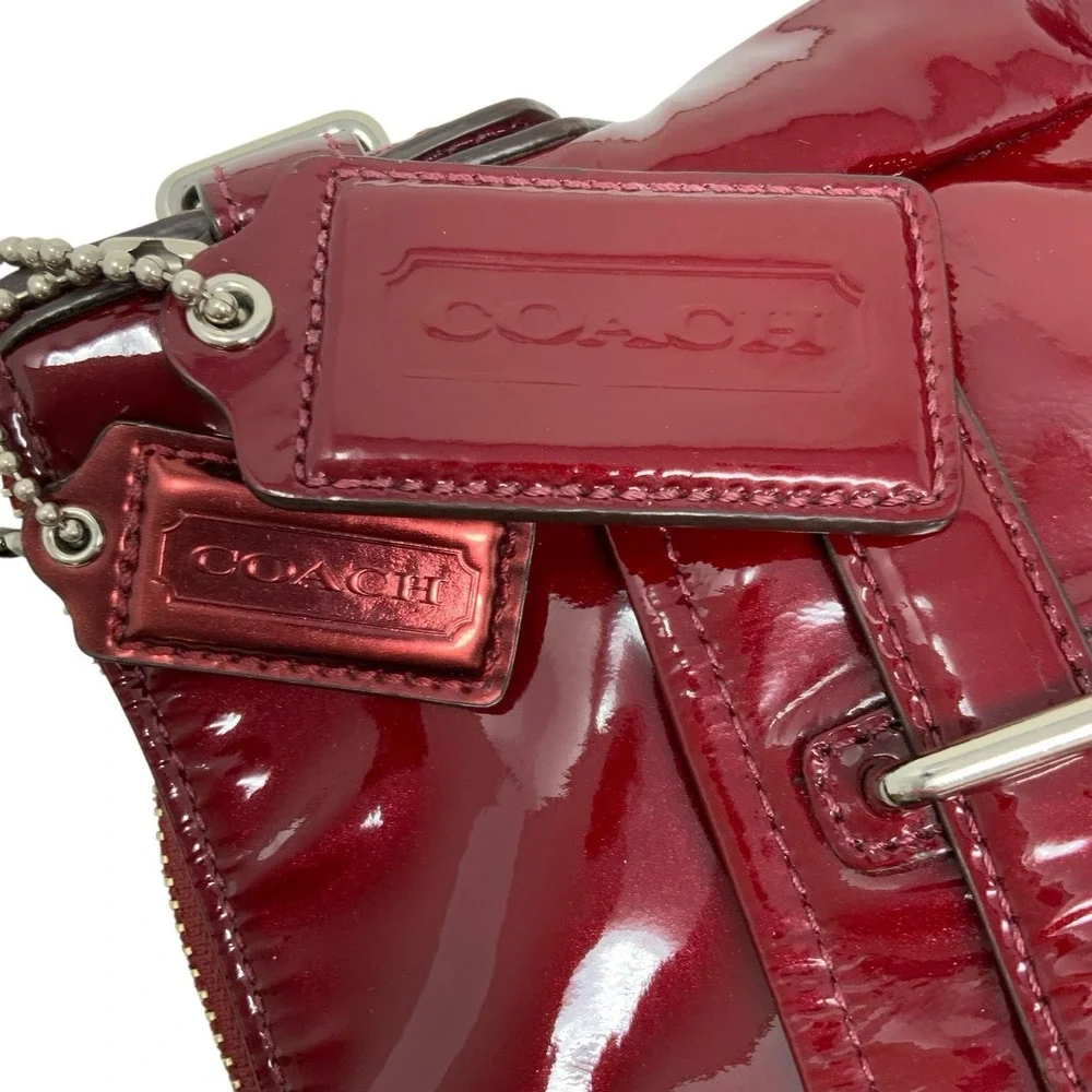 Coach Chelsea Ashlyn Hobo Shoulder Bag Purse Wine Red Patent Leather F17861